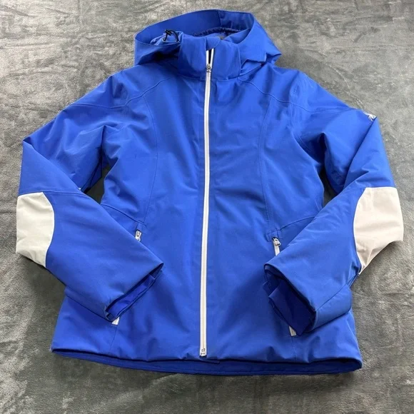 Spyder Jacket Women’s 4 Spring Full Zip Hooded Performance Lined Gorp White Blue - Picture 10 of 16